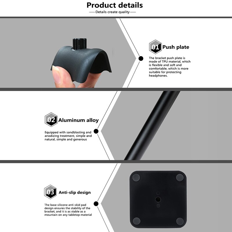 Headsets Stand Headphones Table Holder Classic Earphone Stand With Aluminum Support Bar Headrest Desk Holder Stand