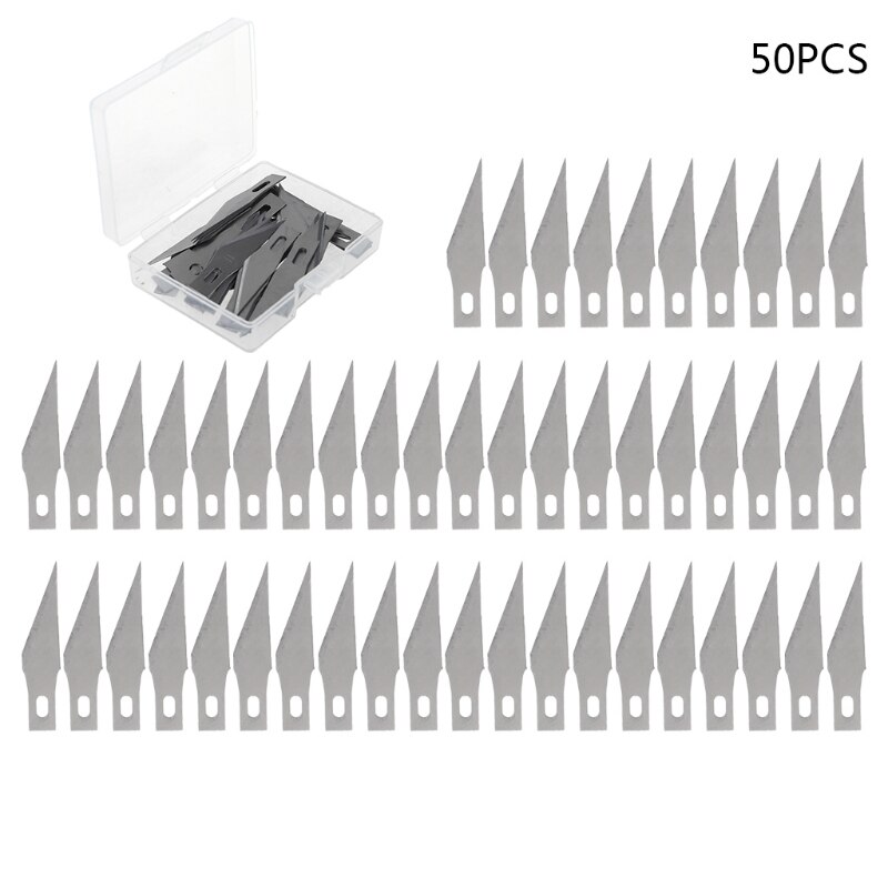 50pcs Steel Replacement Hobby Blades for Carving Knife DIY Art Work Cutting Paper Sculpture Blades Craft