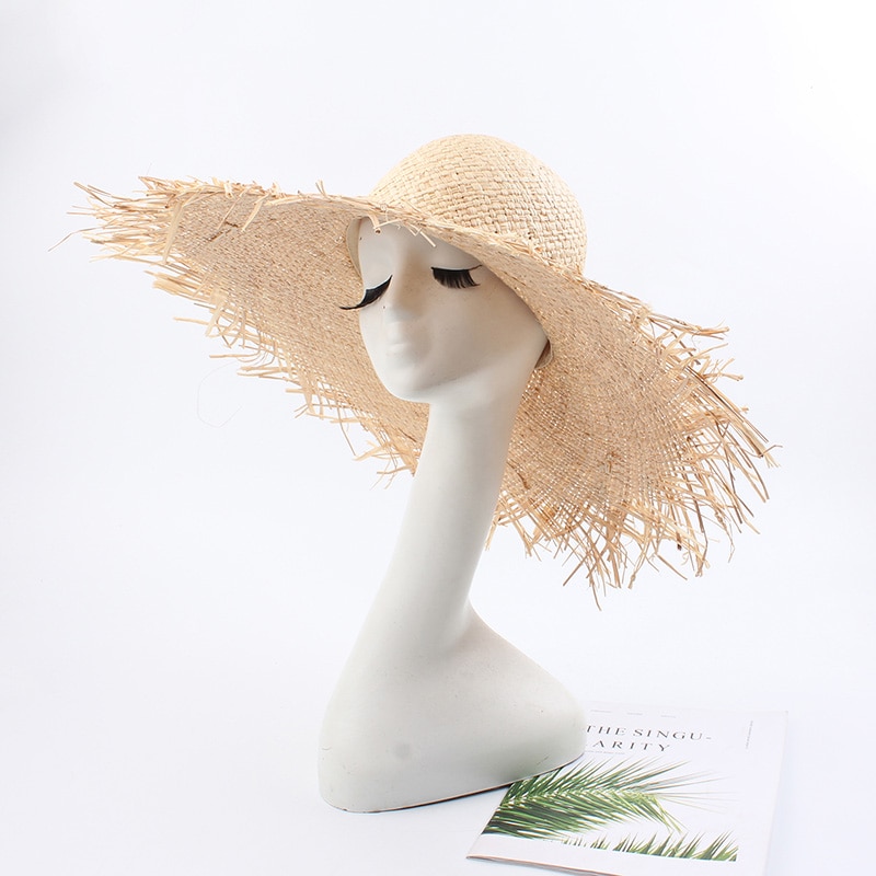 Boho kvinner stråhatt bowknot avlet stor brem sammenleggbar frynsete frynser sol sommer strandhette