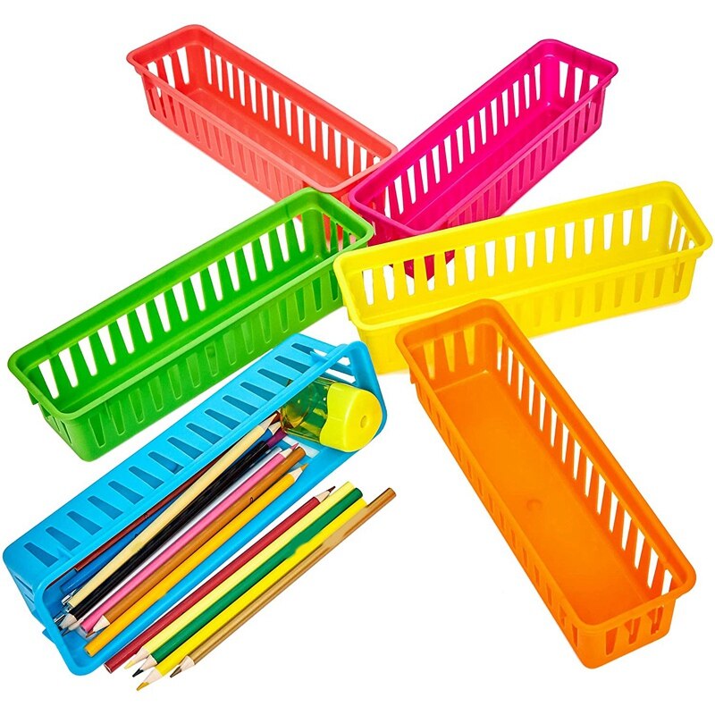 12-Pack Klaslokaal Pen En Potlood Mand Trays, Diverse Kleuren