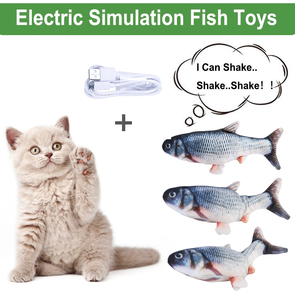 30/34cm elektroniske kæledyr kat fisk legetøj usb batteri opladning kat tygge simulering fisk lege legetøj bide forsyninger dropshiping
