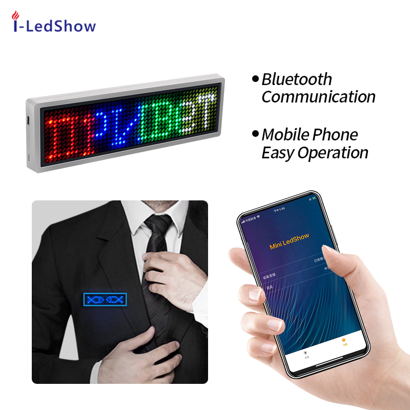 -sælger bluetooth led navneskilt programmerbar mini led display skærm tekst, mønster, diy led navnekort skilt