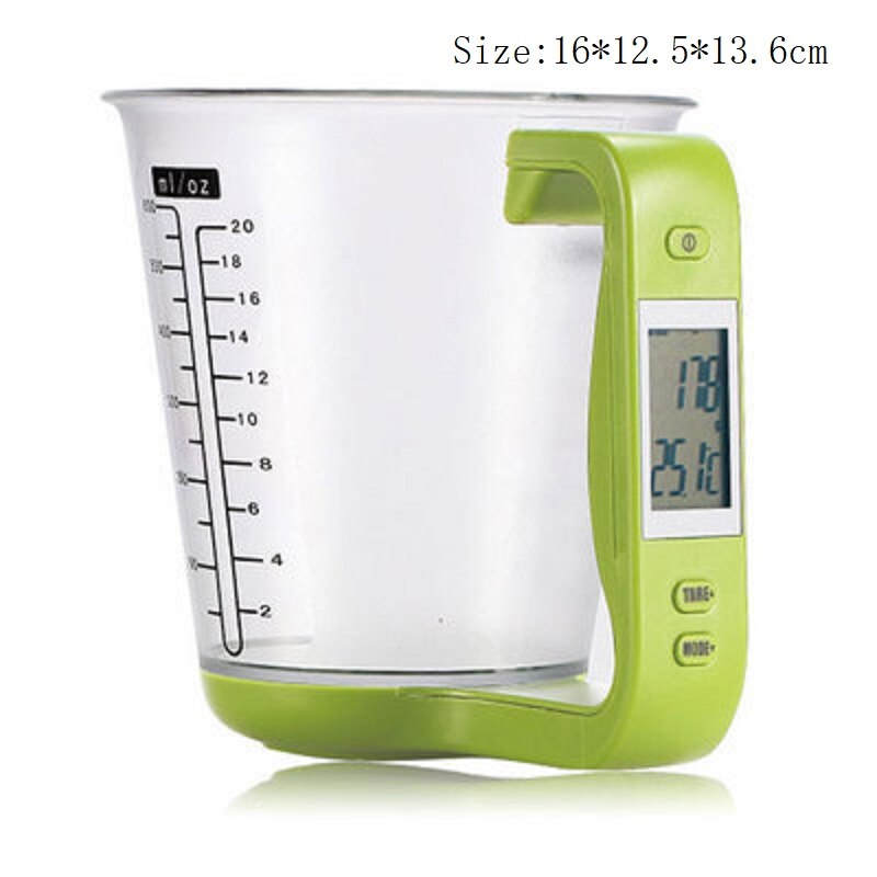 Large Capacity Measuring Cup Kitchen Scale Digital Beaker Electronic Tool Scale with LCD Display Temperature Measuring Tools: Green