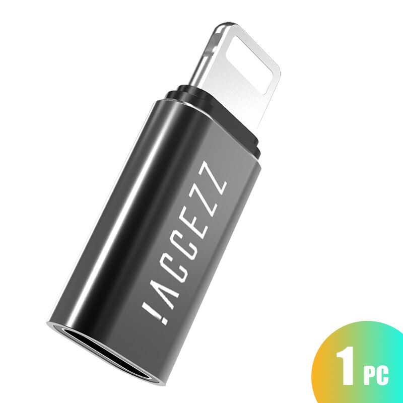 ! ACCEZZ USB OTG Adapter Typ-C Mini Weibliche Zu beleuchtung Männlichen Für Apple Adapter Für iphone X XS XR 8 7 Plus Sync Ladegerät Konverter: 1pc Black