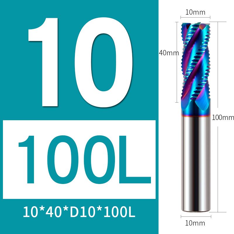 HRC65 Rough Skin Tungsten Steel Milling Cutter 3MM To 20MM CNC Milling Cutter Special Milling Cutter For Steel Roughing: 10X40XD10X100L