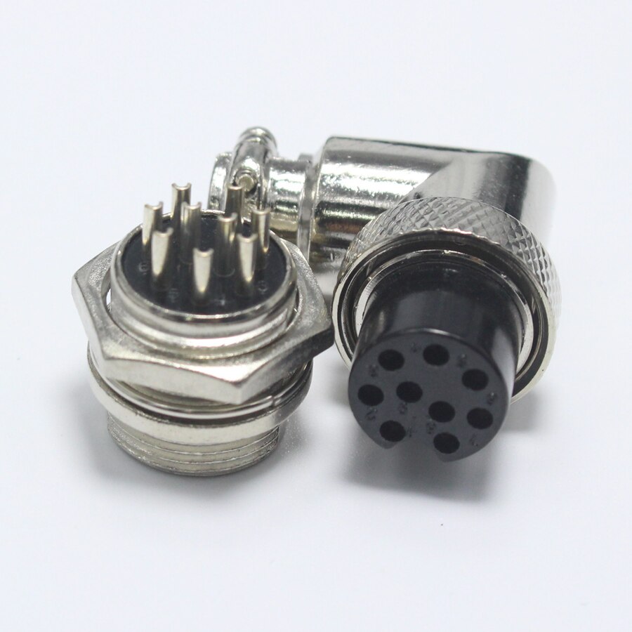 1Set GX16 90 Graden Haakse Xlr 16Mm Elleboog 2 3 4 5 6 7 8 9 Pin vrouwelijke Plug Mannelijke Chassis Mount Socket Luchtvaart Connector