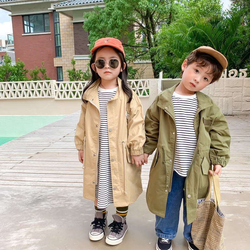 Jongens En Meisjes Jas Kinderen Trenchcoat Herfst Revers Lange Geul Dubbele Borst Windbreaker Voor Meisje Kids Jas Voor 1-6Y