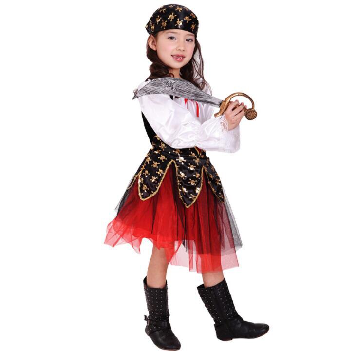 freundlicher Mädchen Pirat Cosplay Kostüm freundlicher Mädchen Halloween Fluch Der Karibik Cosutmes Kein messer