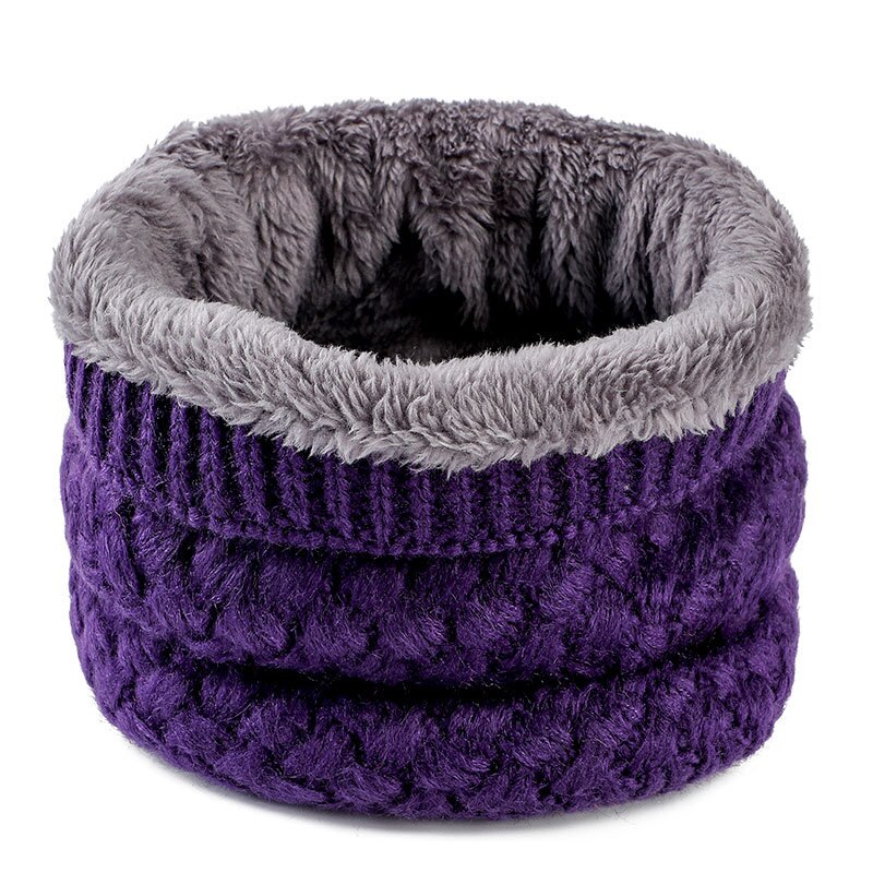 Winter Ladies Pink Red Warm Elastic Thick Knitted Circle Scarf Ring Women Men Faux Fur Neck Collar Warmer Plush Scarves: Purple