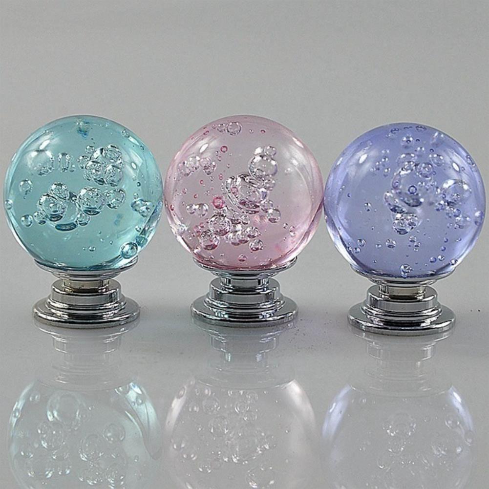 Round 3cm Crystal Bubble Ball Drawer Knob Cupboard Cabinet Handles Wardrobe Door Handles Kitchen Furniture Pull Knob Hardware