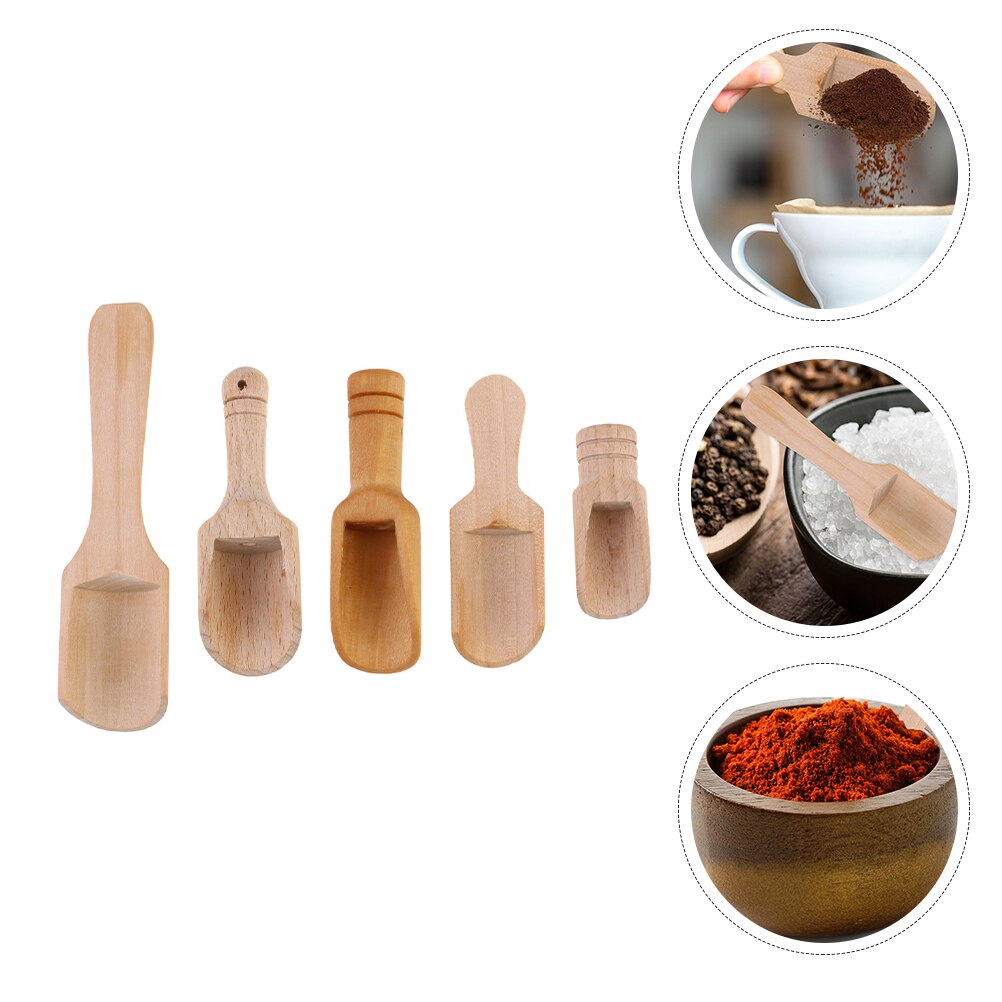 10Pcs Wooden Salt Spoon Small Salt Spoon Wood Tea Scoop Seasoning Spoon