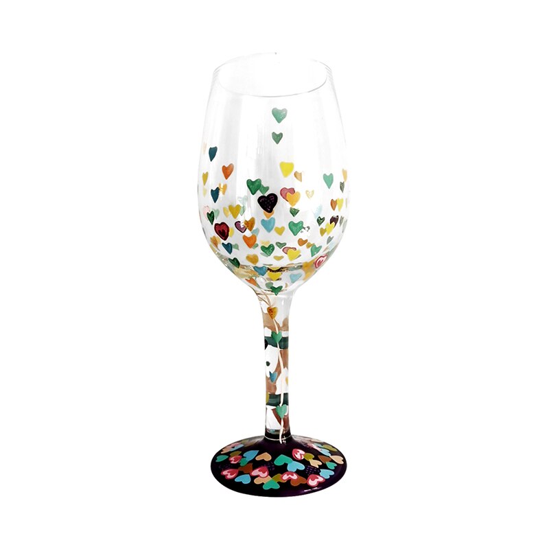 Verres à vin artificiels en verre cristal, de noël limité, peint à la main, père noël, licorne, tasse peinte: HEART TWO 500ml