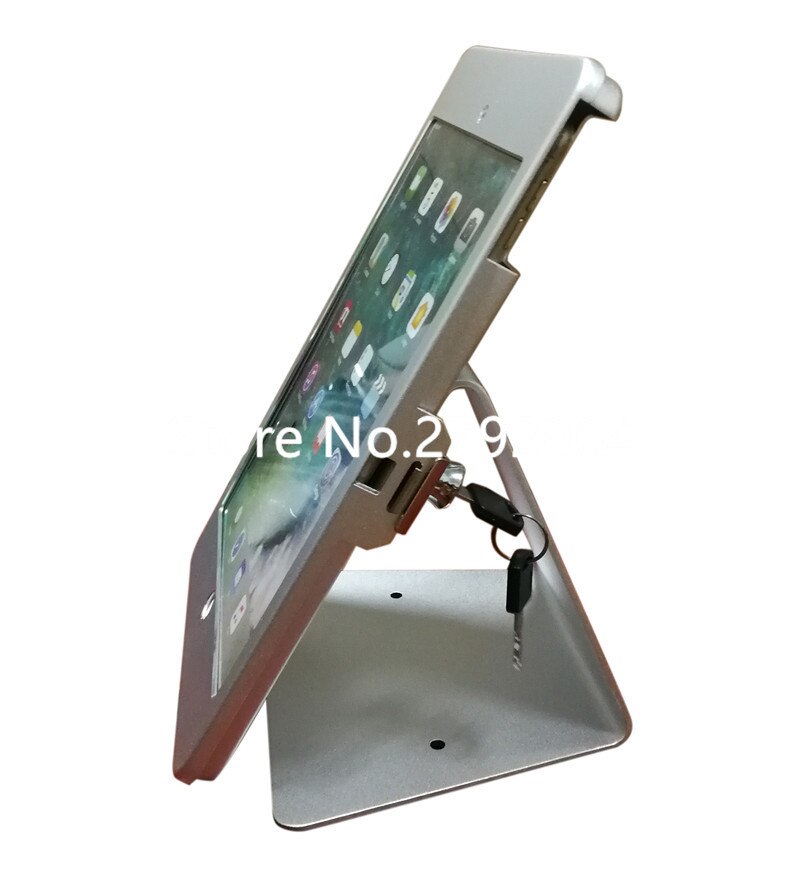 for 10.5 inch ipad desktop kiosk/ security display at hotel or bank / lock metal frame stand on table screw on countertop