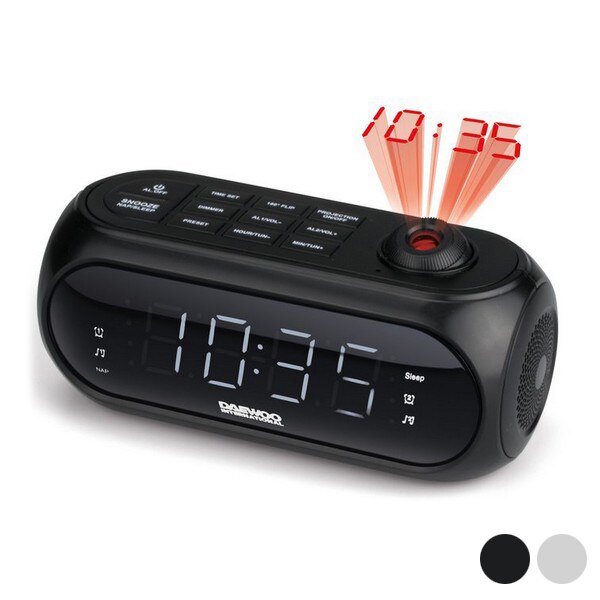 Reloj despertador de Radio con proyector LCD, Daewoo DCP-490, 180 °, FM