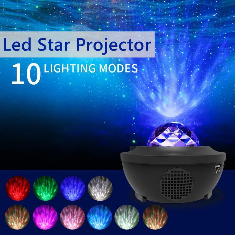 Usb Led Ster Projector Nachtlampje Star Sky Muziek Oceaan Wave Projection Lamp W/ Remote Sfeer Ambient Woondecoratie