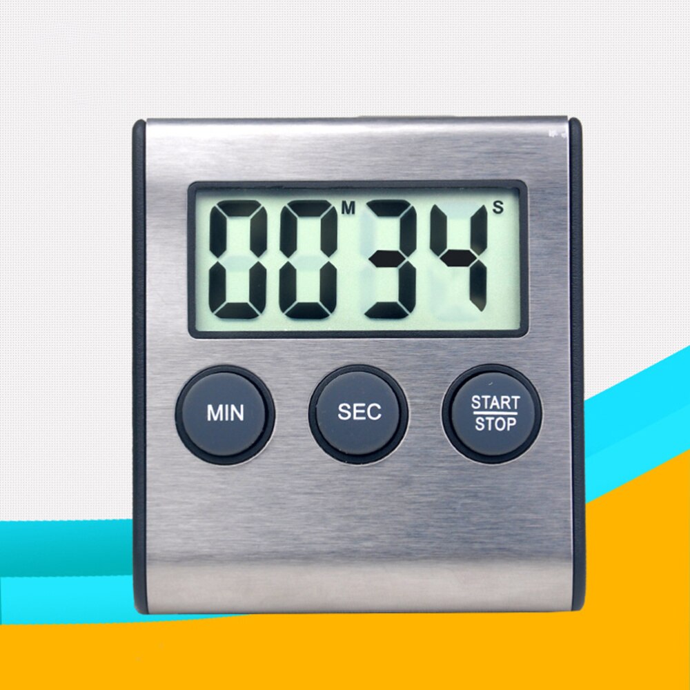Stainless Steel Digital Kitchen Timer Minute Second Count Up and Countdown Timers for Cooking Sports Games(Without