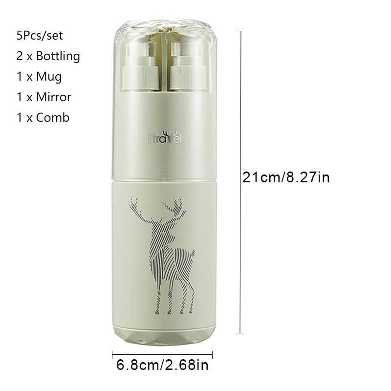 Draagbare tandenborstelbeker 5 in 1 wasbeurten opbergdoos tandenborstel tandpasta douchegel shampoo dispensers reiswasset container: B