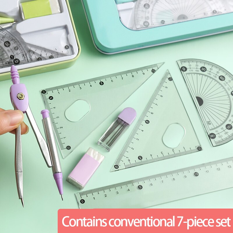 Zanken compasses Ruler Set Multi-function Ruler Ruler Ruler Triangle Metal Drawing Tool for Student Drawing