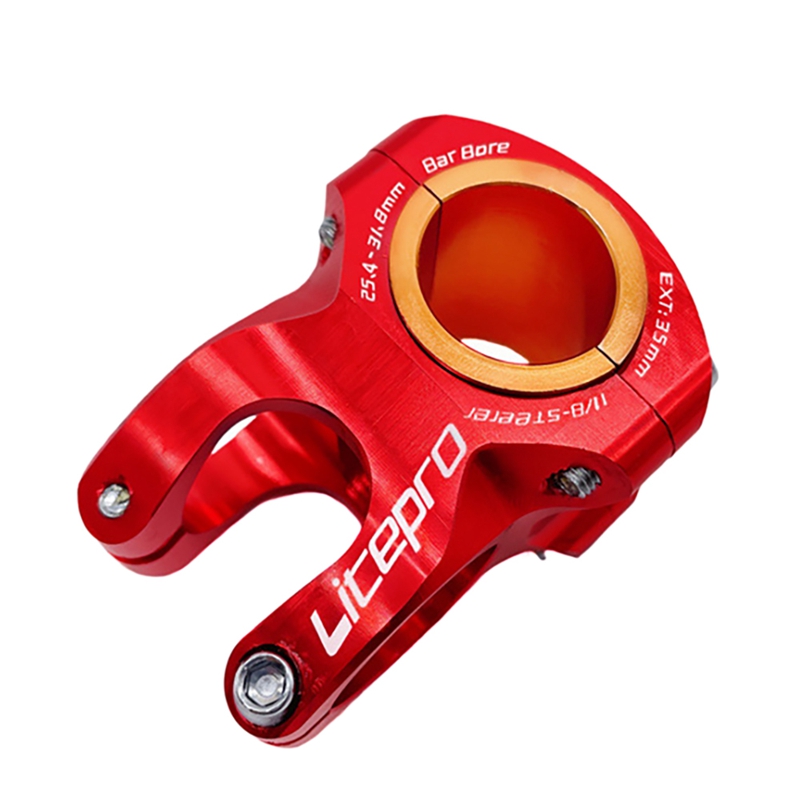 Litepro Road Bicycle Stem 25.4Mm Short Stems Lightweight Handlebar Stem O Degree For 35Mm Bike Handlebar: Red