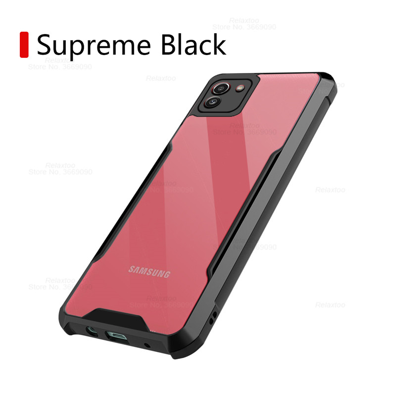 Przezroczysty akryl Heavy Duty tylna obudowa telefonu do Samsung Galaxy A03 S A 03 S 03 S 02S A02S SamsungA03 obudowa odporna na wstrząsy chroń Fundas: For Samsung A03S / black