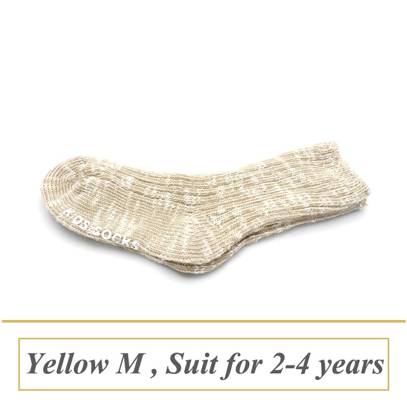 Bland farve bomuld baby sokker til piger drenge børn sokker ankel længde tyk vinter spædbarn calcetines 1 par i 0-4 år: Gul m