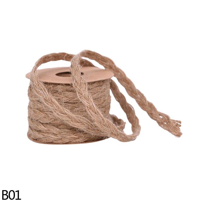 Cuerda de yute trenzada de arpillera Natural, 5 metros, cuerda de cáñamo tejida a mano, cuerdas para embalaje de , boda, evento, , decoración del hogar: B01