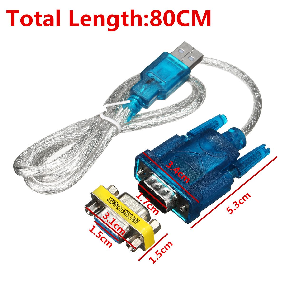 USB to RS232 Serial Port 9 Pin DB9 Cable Serial COM Port Adapter Convertor With Female Adapter Supports for Windows 8 No CD