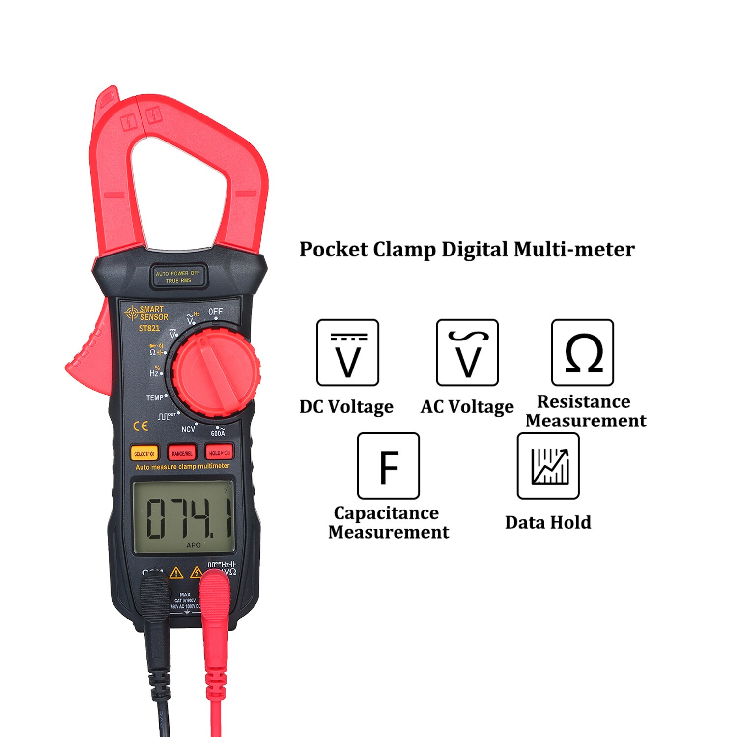 SMART SENSOR Digital Clamp Meter High Precision Manual Range Multimeter AC Clamp Ammeter Clamp Gauge ST821 ST822 ST823