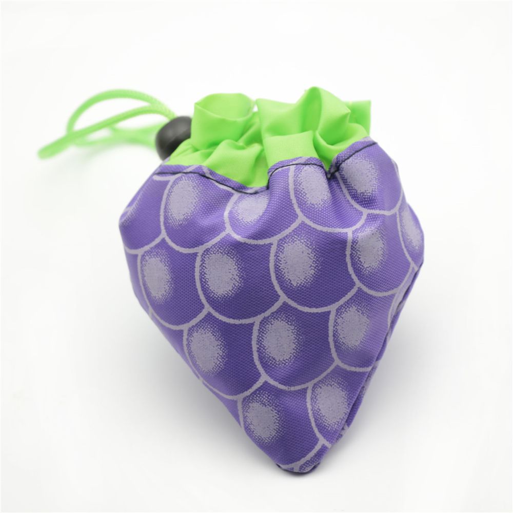 Eco Storage Handbag Strawberry Grapes Pineapple Foldable Shopping Bags Reusable Folding Grocery Nylon Large Bag Random Color: grape