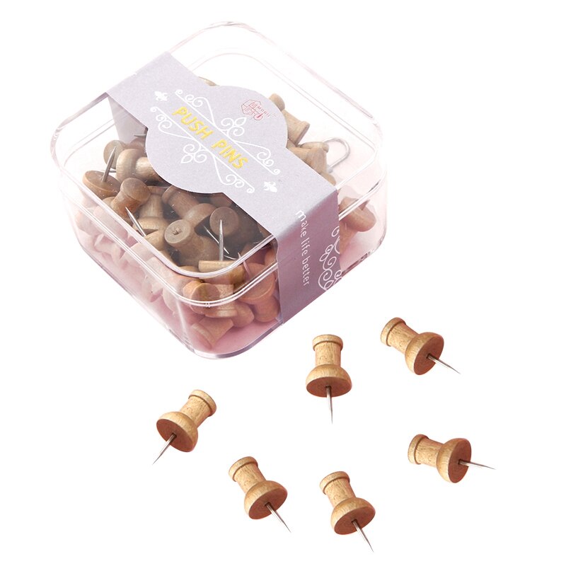 Push Pin Clips voor Cork Board, 50 Stuks Push Pins Met Houten Clips Duimback Pushpins Tacks Voor Bulletin Board Decoratie, Kunstwerken, Notes, Foto's, Kantoor en Thuis
