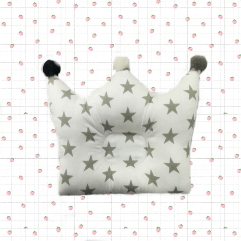 Crown Point Shape Bedding Baby Pillow Cotton Sleeping Pillow Prevent Flat Head Baby Forming Pillow For Newborn Boy Girl: Grey star 1
