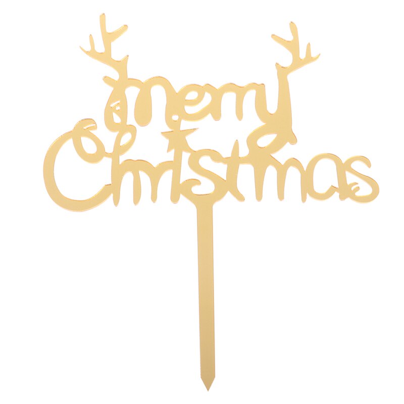 1PC Merry Christmas Cake Flag Topper Acrylic Cake Card Inserting Party Cake Decoration Christmas Plug-in party Supplies