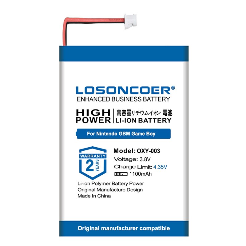 LOSONCOER – Kit de batterie 100% originale, 1100mAh, pour Nintendo GBM Game Boy Micro OXY-003 OXY-003, OXY-001