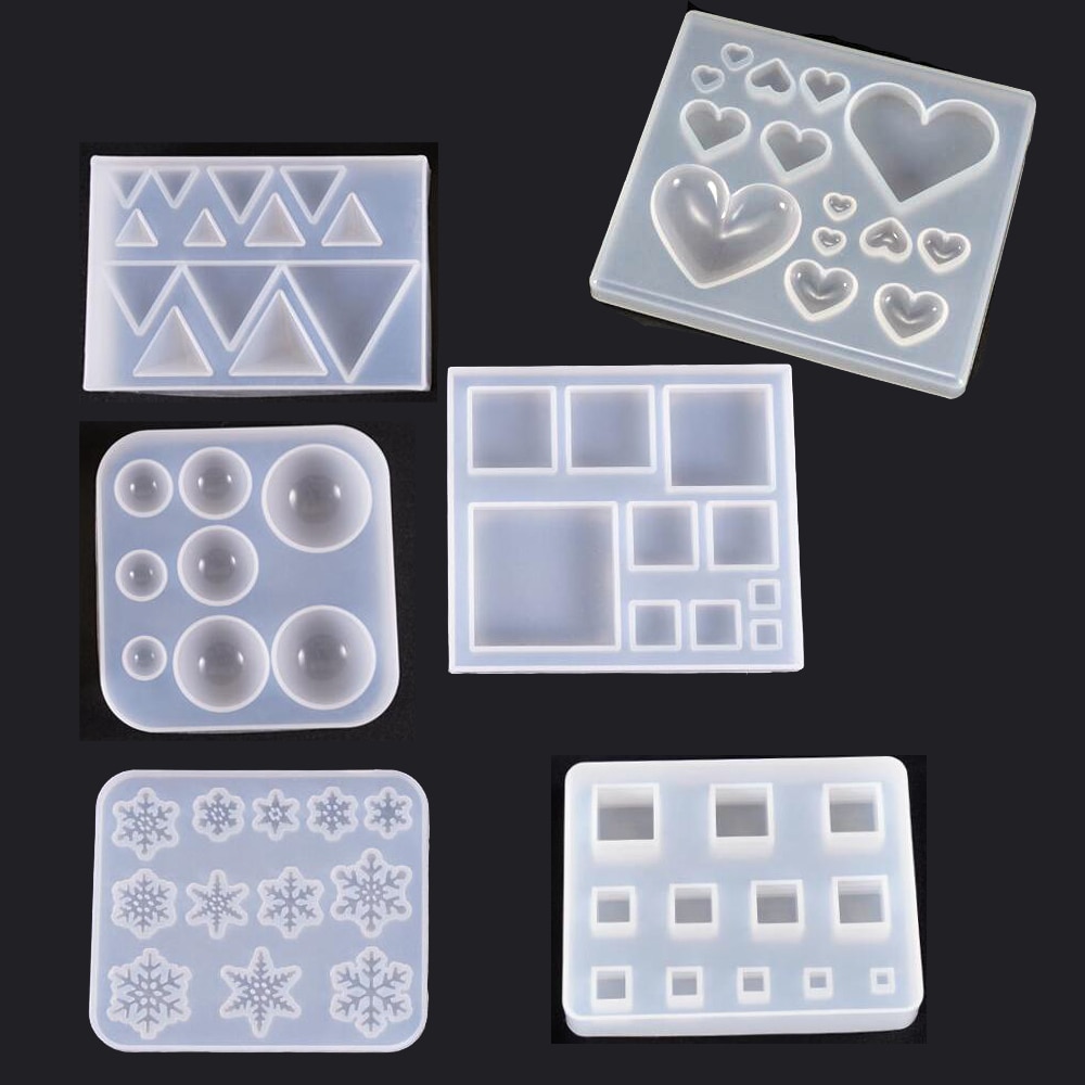 Mooie Hart Kralen Kubus Driehoek Silicone Mold Voor Sieraden Earring Hanger Maken Hars Sieraden Tool Uv Epoxyhars Mallen Ambachten