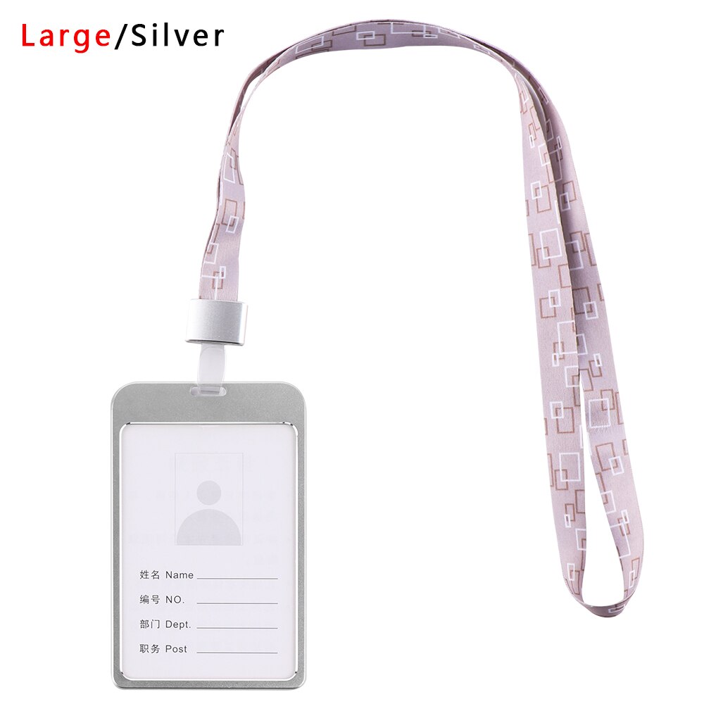Aluminum Alloy Office Card Storage Supplies Pass Badge Card Sleeve Multi-use Work Card Holder Protector Cover ID Business Case: Large Silver