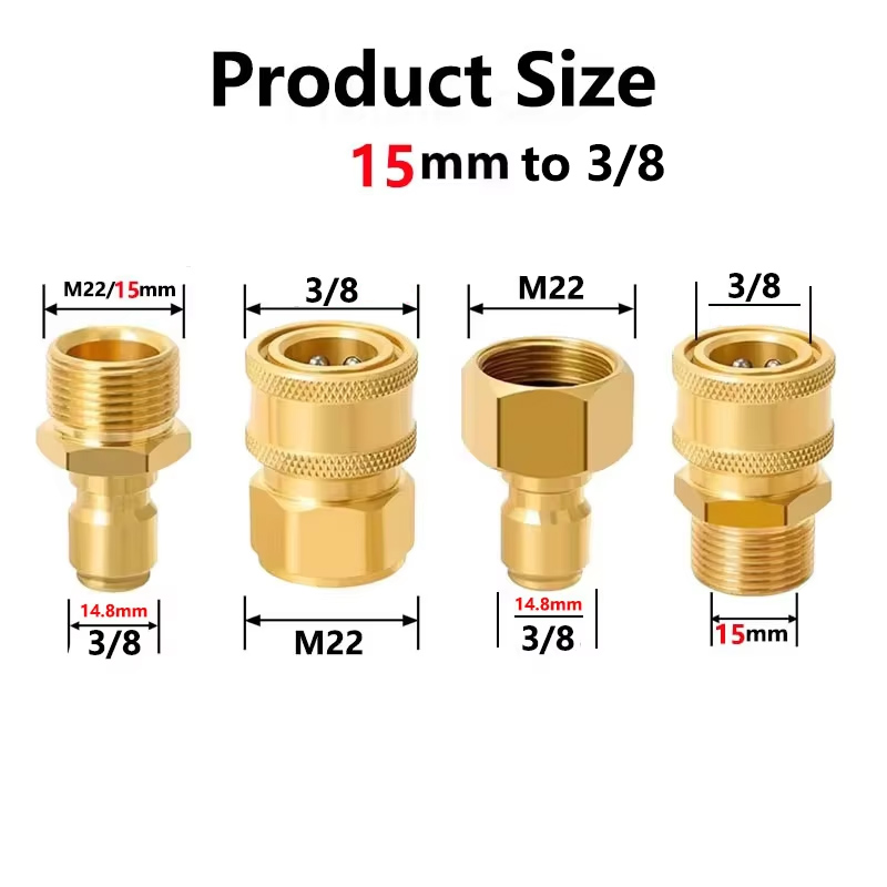Pressure Washer Quick Disconnect Adaptor Set M22-15mm to 3/8 Quick Release Couplers for Attach Hose to The Water Pumps 5000 PSI: Lavender
