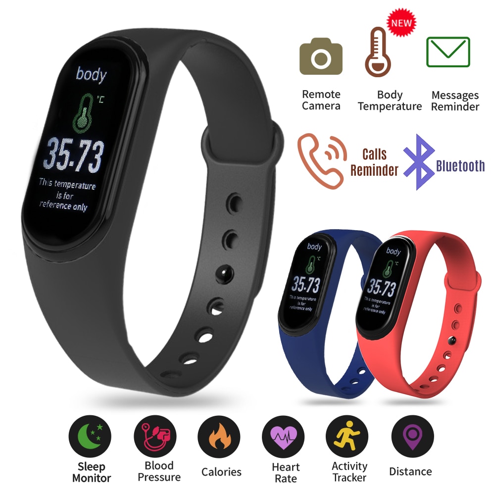 Smart Pedometer BT Connection Body Temperature Heart Rate Blood Pressure Monitor Activity Tracker Sleep Monitor Step Counter