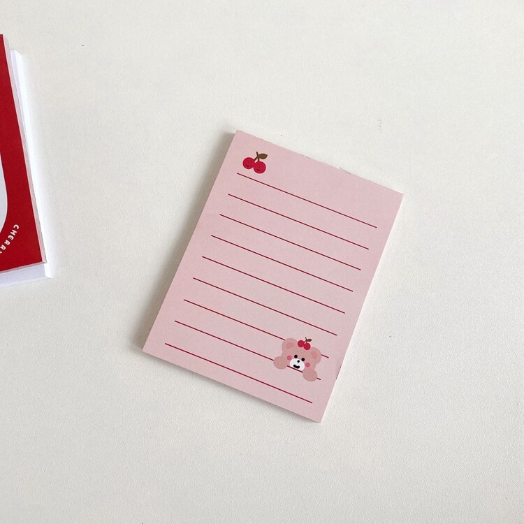 50 Sheets Kawaii Cherry Bear Memo Pad Korean Stationery N Times Sticky Notes Portable Notepad School Office Supply Papeleria: B