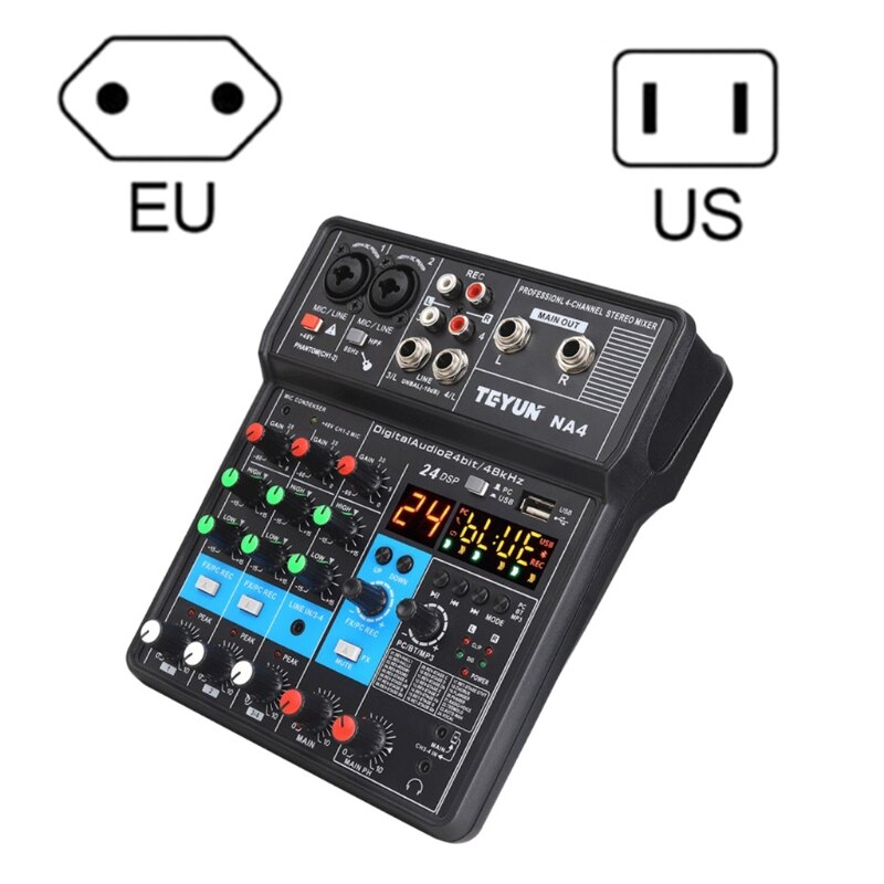 Audio Mixer Portable Sound Mixing Console USB Interface Computer Input 48V for Outdoor Live Indoor Home Entertainment