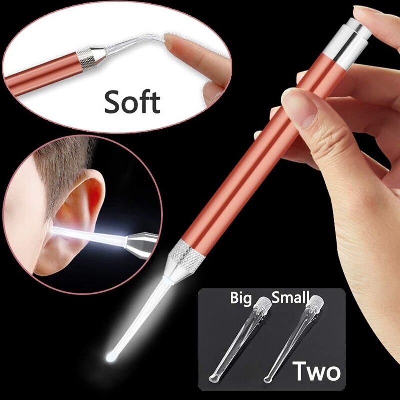 3 stk ear pick ear wax fjerningsverktøy med led-lys - ear spoon digger & pinzers for ear health care & nese cleaning pick nippe