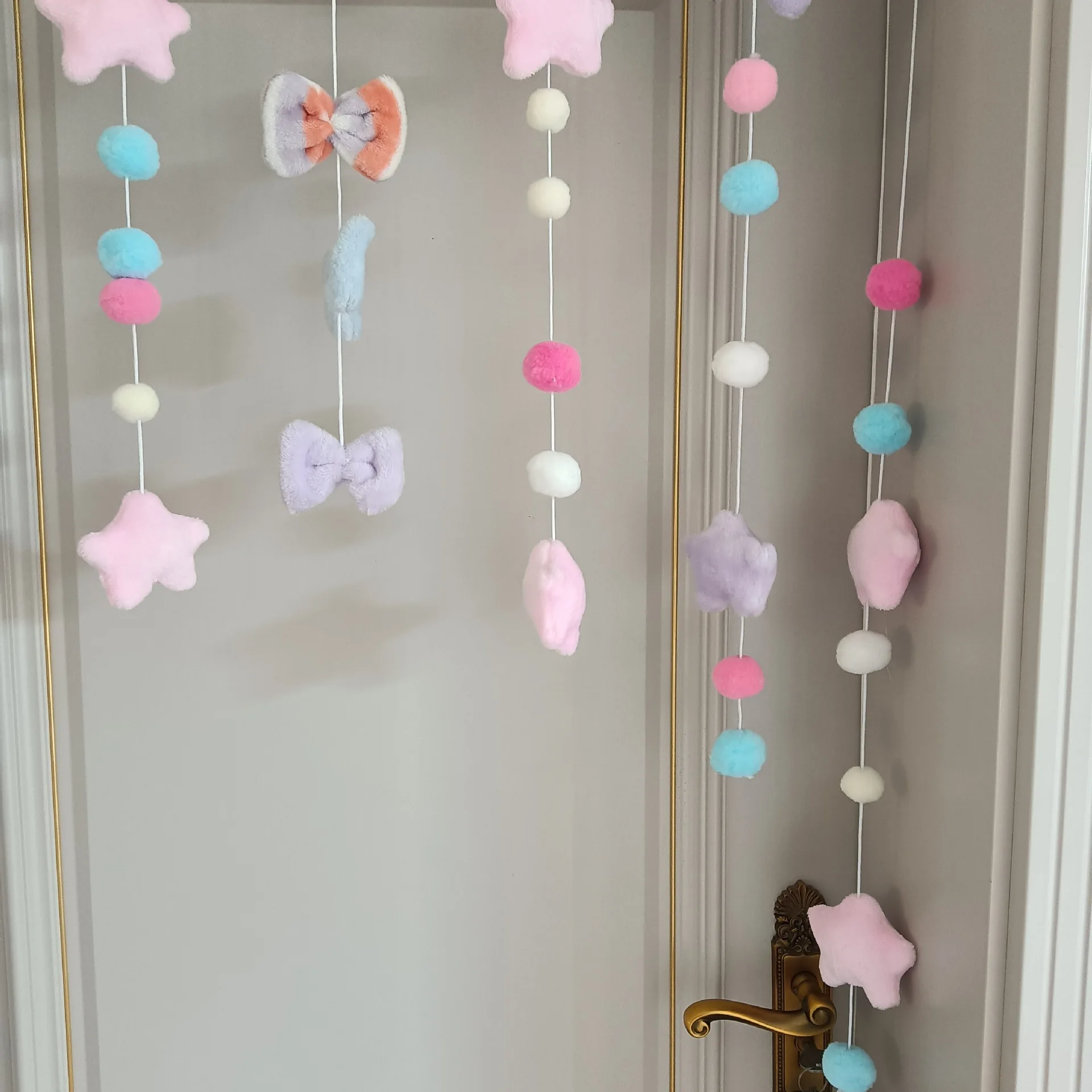 Korean Japan Plush Balls Tassel Doorway Curtains Ball Door Curtain Pendant Melody Kitchen Bedroom Living Room Girls Room Decor