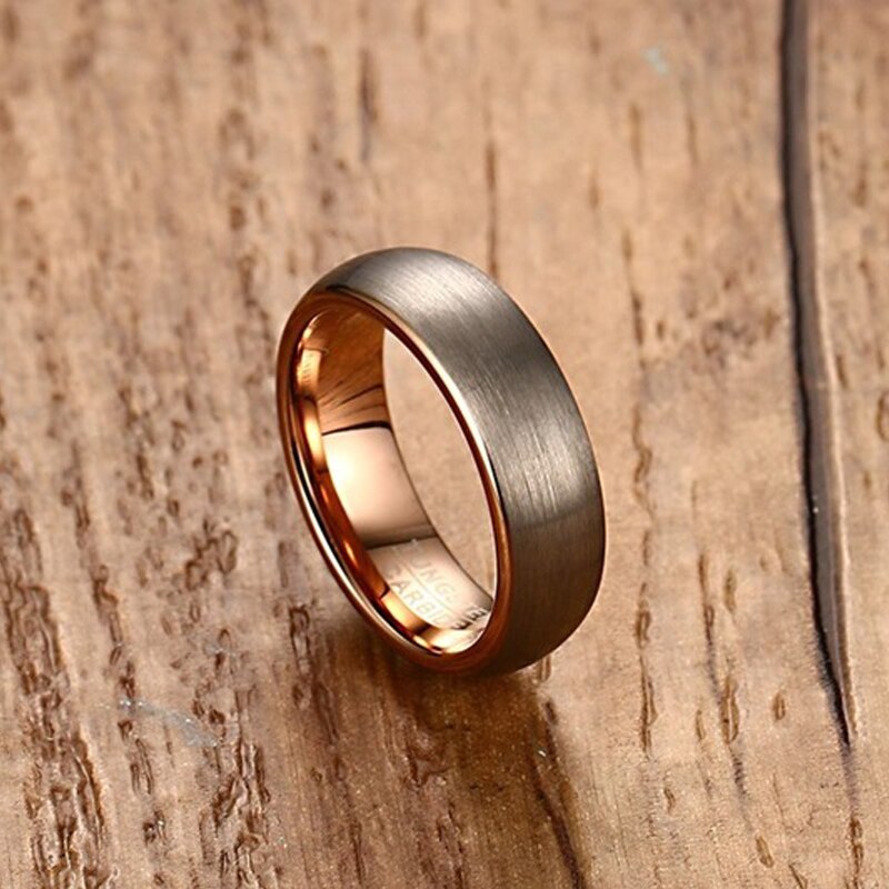 Meaeguet 6MM Wide Rose Gold Color Tungsten Carbide Wedding Band Rings For Women Matte Finished Jewelry USA Size 7-12