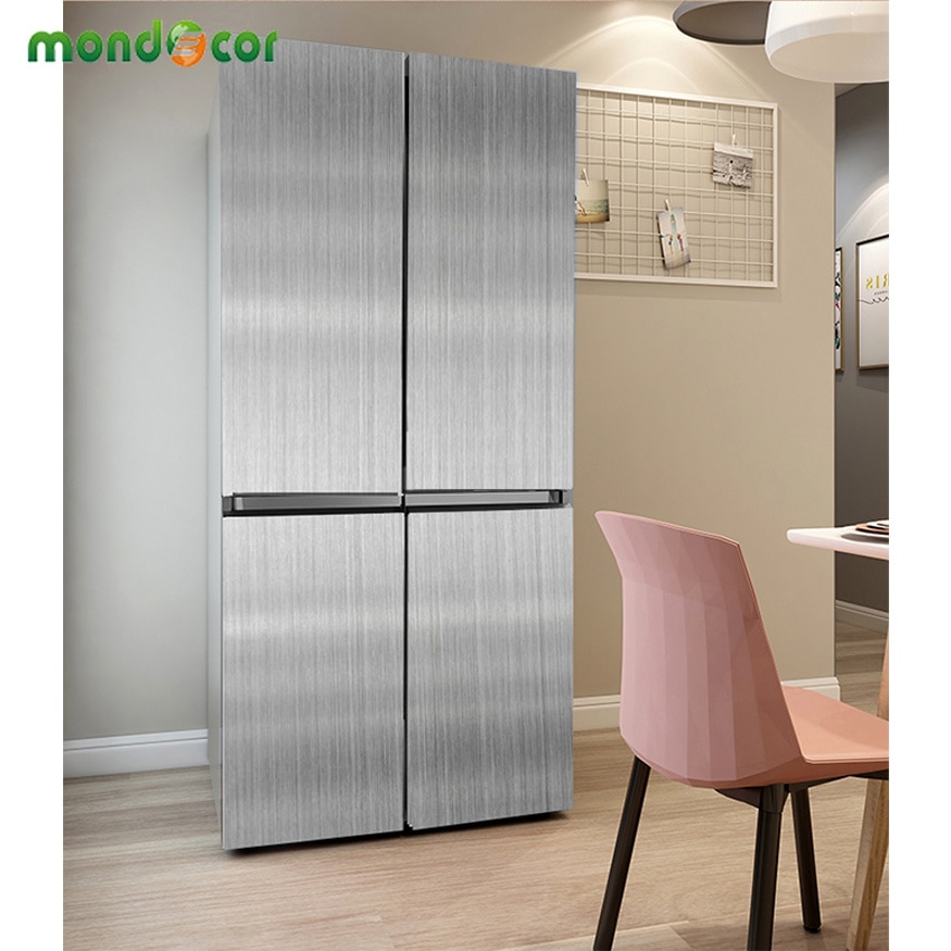 Køleskab selvklæbende væg klistermærke børstet sølv metal tekstur kontakt papir køkkenskab køleskab vandtætte klistermærker