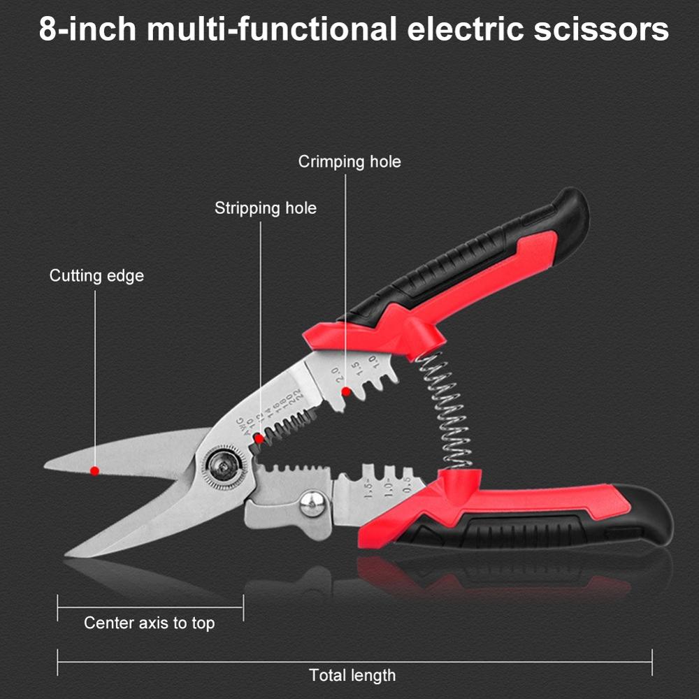 Multi tool pliers Crimping Pliers wire stripper Multi functional Snap Ring Terminals Crimpper Electrician Shears Stainless Steel: D