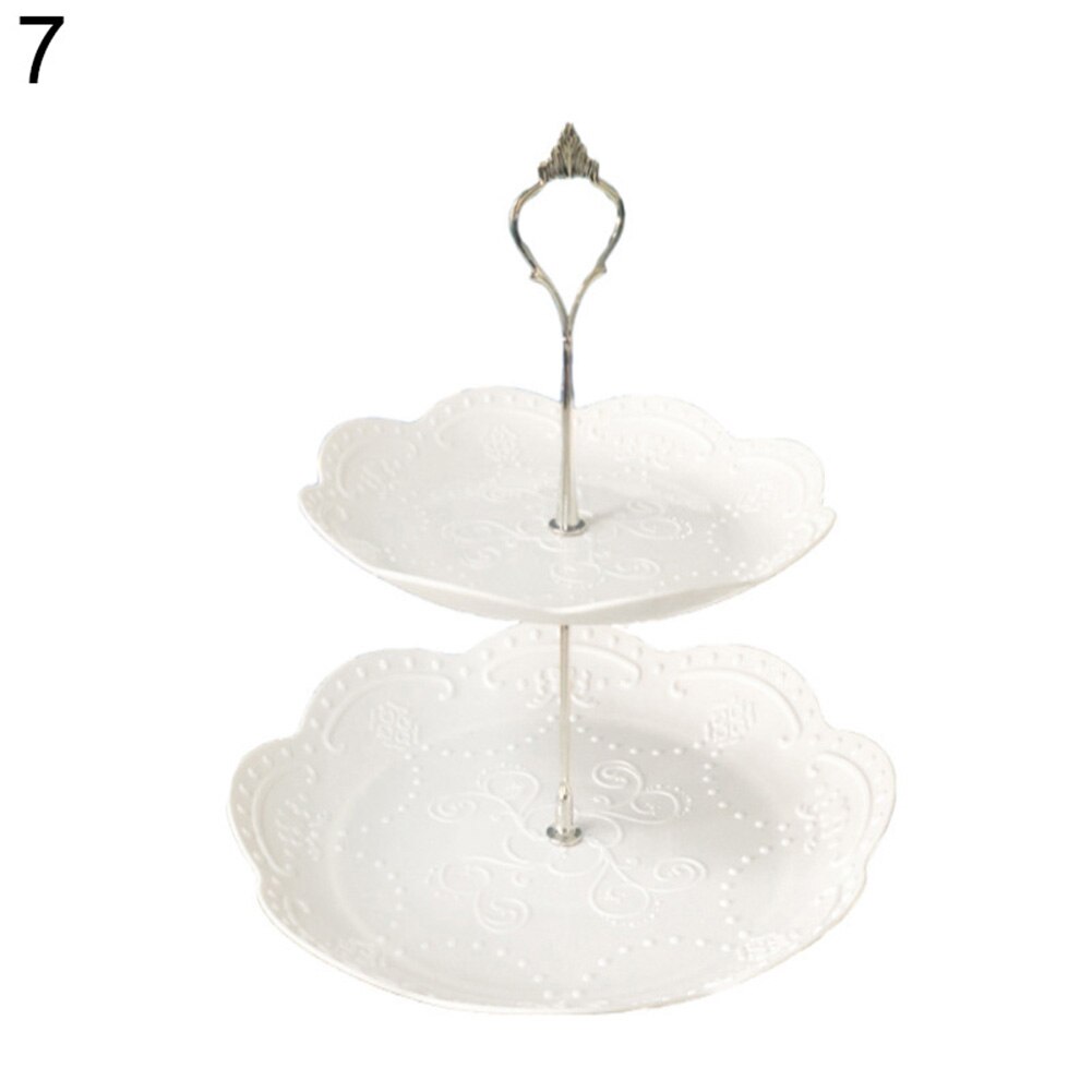 2/3 Tiers Fruit Cake Plate Holder Stand Home Festival Party Dessert Storage Rack Round/square/flower Dessert Plates Storage Rack: 7