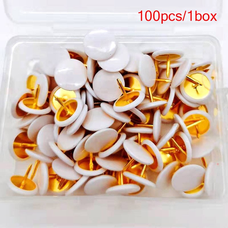 100Pcs Home Office Drawing Pins Pushpin Thumbtack Cork Board Push Pin Photo Wall Map Markers Mixed Color: Brown