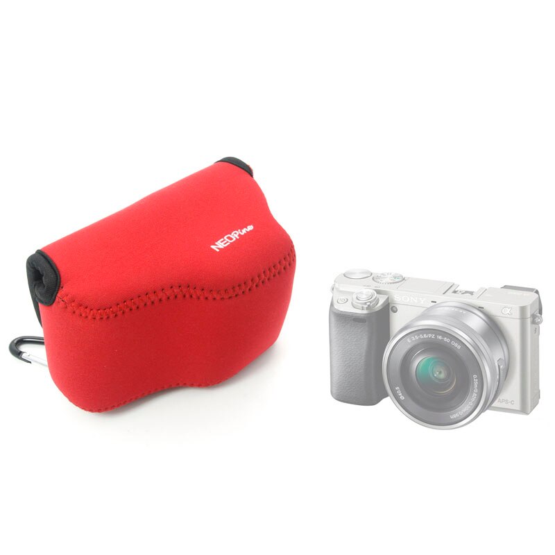 Funda protectora suave de neopreno para cámara Sony A6000 A6100 A6300 A6400 16-50mm: Rojo