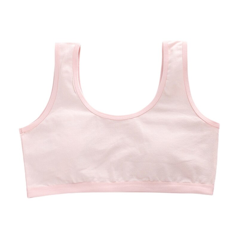Cute Girls Training Bra Solid Color Crop Tank Bras for Girls Seamless Bra Wireless Unpadded Bra Wide Shoulder Strap: DP