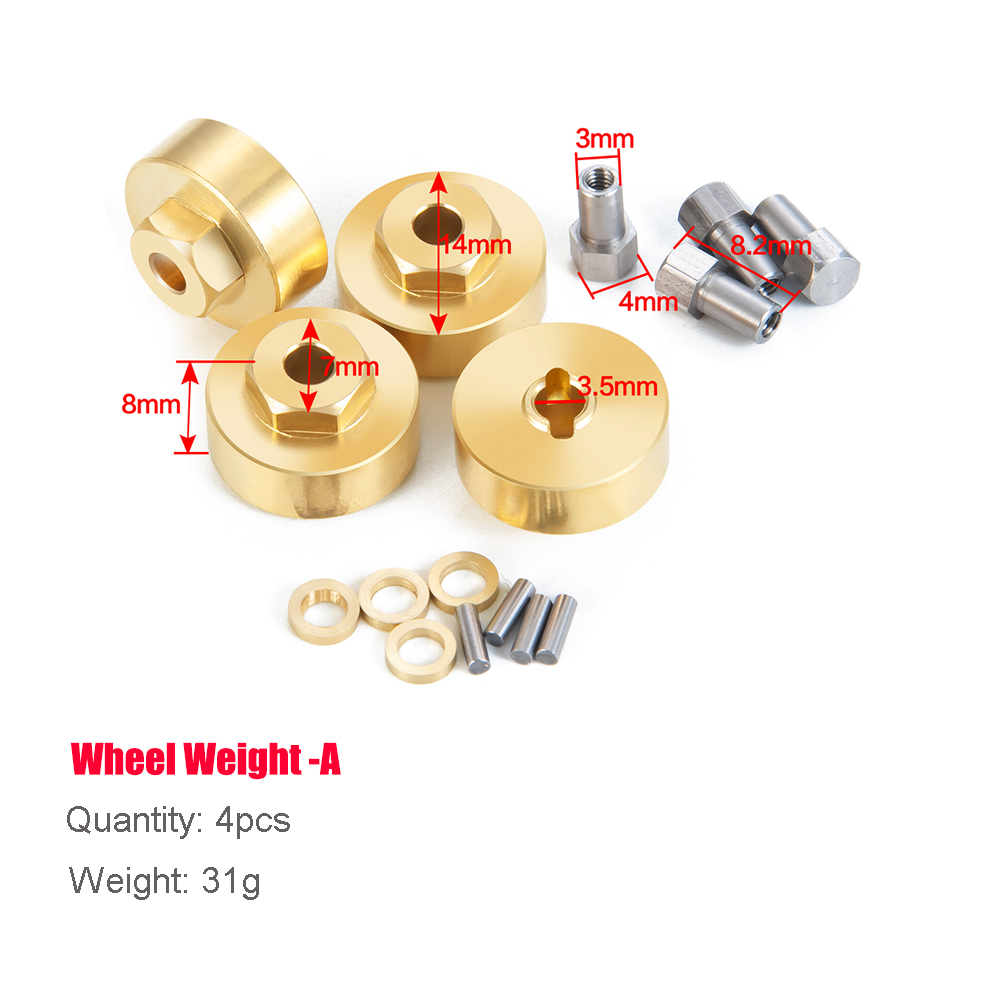 MIBIDAO-cubierta diferencial de latón, nudillo de dirección, adaptador hexagonal, acoplador de peso para Axial SCX24 1/24 RC, piezas de mejora de coche, accesorios: Gris oscuro