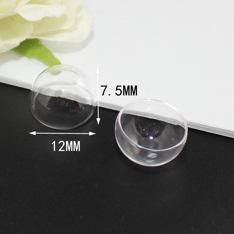 10 pièces hémisphère verre breton couvercle, bricolage clair demi-rond bouteille verre globe bulle verre fiole pendentif 8-70mm